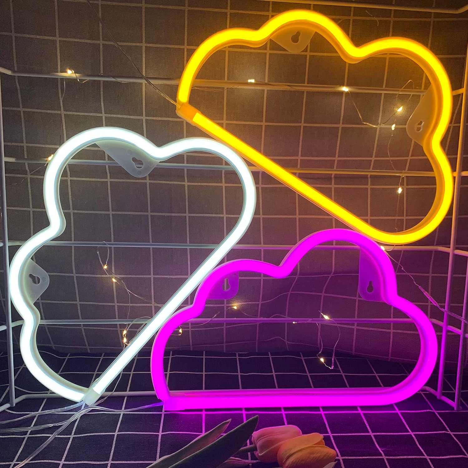 Cloud Neon Signs, LED Cloud Neon Light for Wall Decor, Battery or USB Powered Cloud Sign Shaped Decoration Wall Lights for Bedroom Aesthetic Teen Girl Kid Room Christmas Birthday Wedding Party White